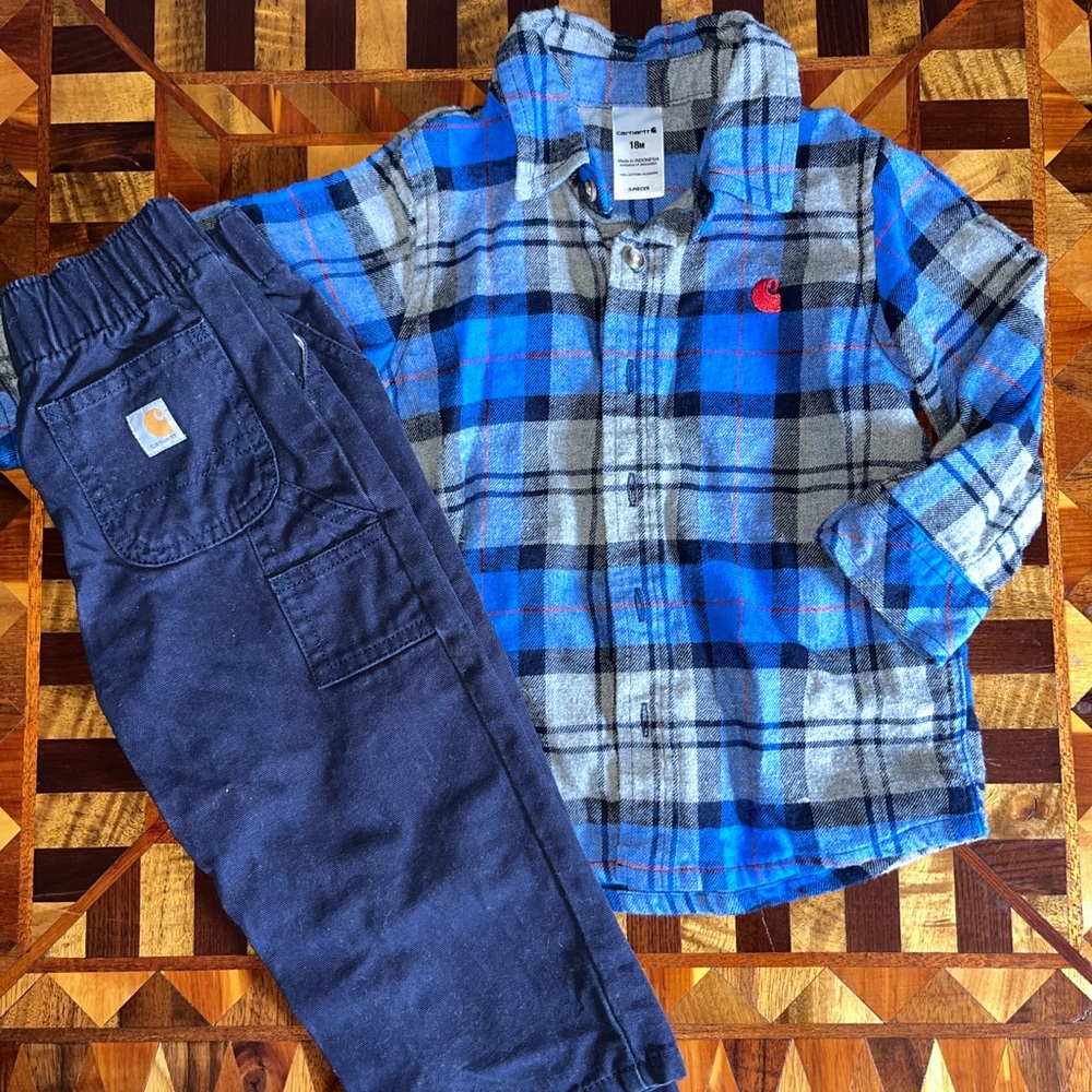 Carhartt flannel plaid shirt and pants set